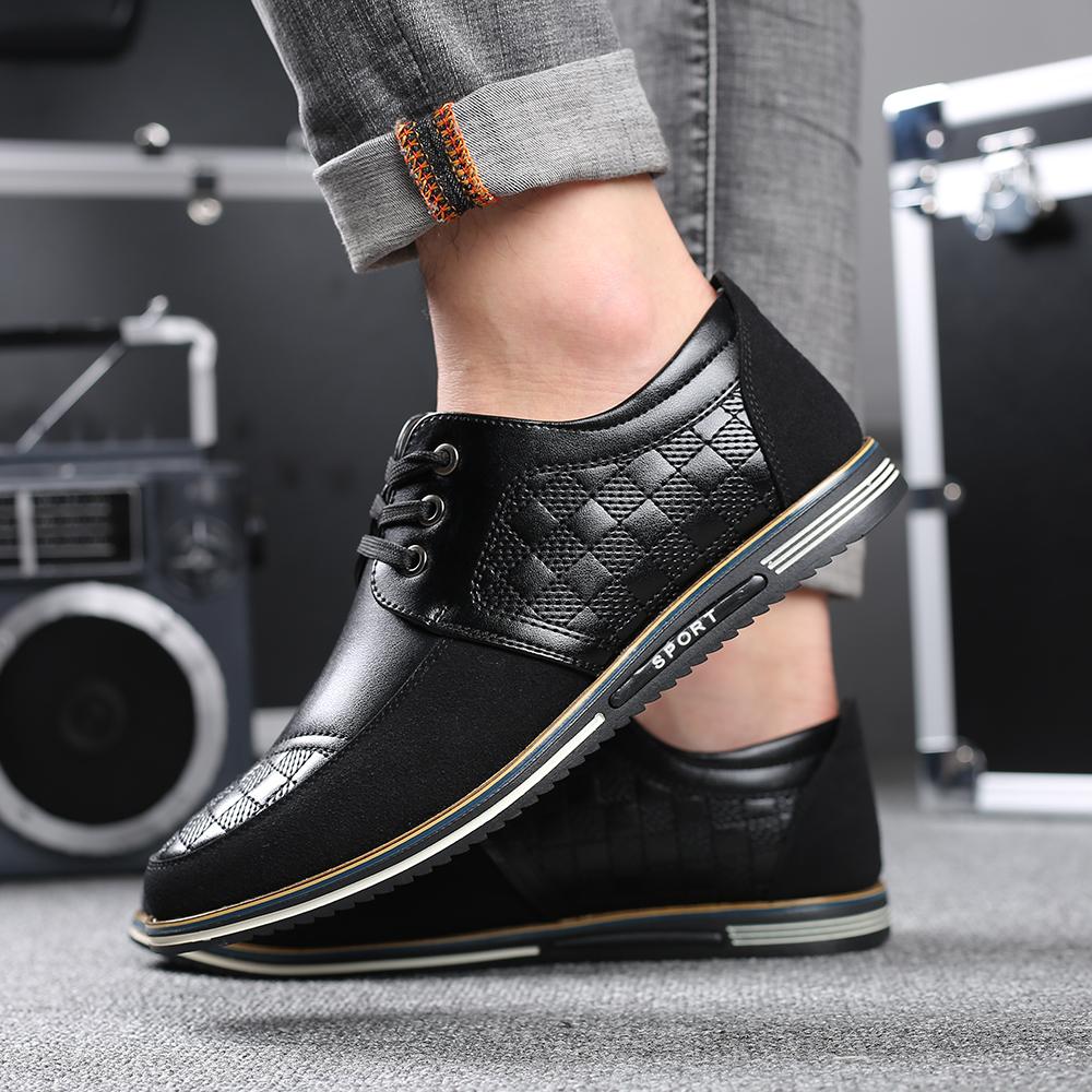 Big Size Casual Leather Shoes Men Business Breathable Men Leather Shoes Fashion Casual Men Shoes Black