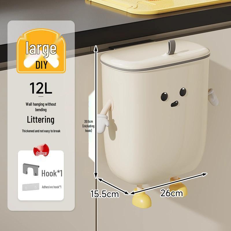 Wandmontierter Cartoon-Mülleimer mit Deckel für Badezimmer, Küche, Schlafzimmer oder Wohnzimmer