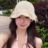 Beach Korean Straw Hat Summer Women Visor Breathable Chic Bucket Hats Fisherman Cap Hand Weaving Girl Fishing Sun Caps For Women