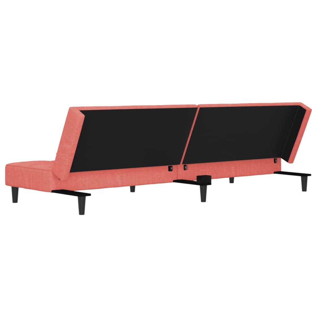 2 Seater Sofa Bed with 2 Cushions Pink Velvet