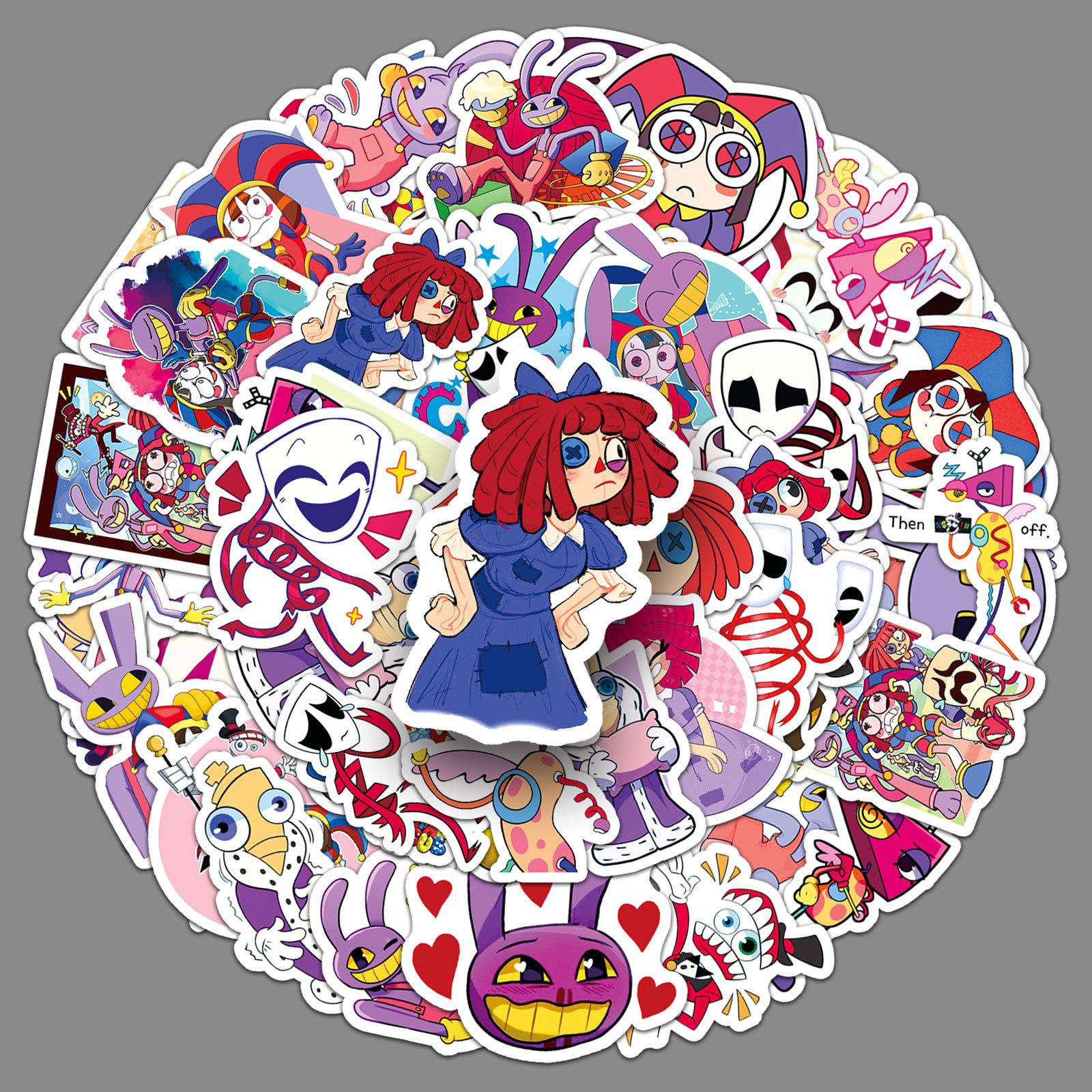 Wipon Unisex Kids 54 Magical Digital Circus Graffiti Stickers Personalized Cartoon Animation Decorative Mobile Phone Case Glue Stickers