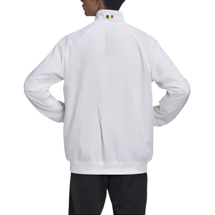 adidas Belgium Euro 2020 Anthem Casual Jacket With Stand Collar And Brand Logo Unisex Outerwear White FT2858