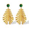 Design Antique Ethnic Style Atmospheric Earrings Exotic Fashion Leaf Earrings Inlaid With Zircon Retro Style Temperament Women
