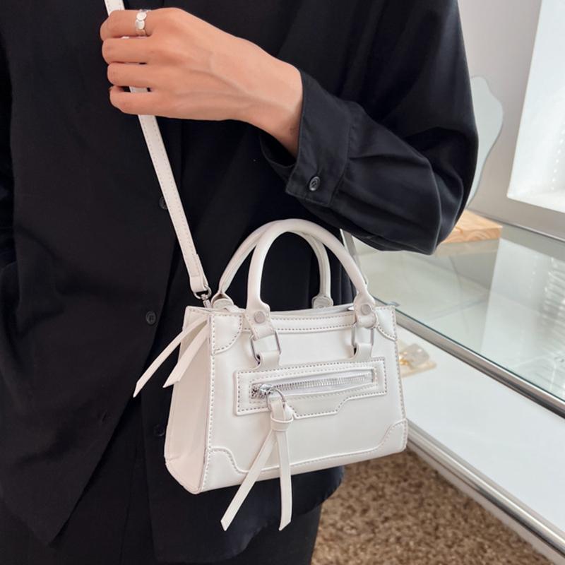Bolsa de ombro feminina pequena de couro PU vintage com zíper quadrado bolsa crossbody
