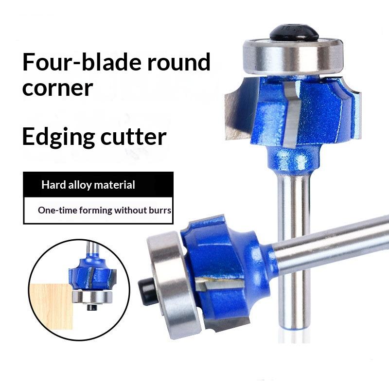 6.35Mm1/4 Shank Round Router Bit R1 R2 R3 4 Corner Woodworking Milling Cutter Trim Knife Edge Alloy Steel Classical Cutter Bit