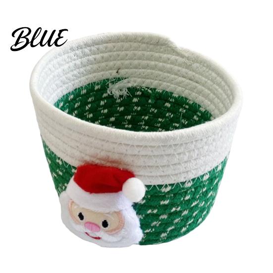 Cute Table Organizers Desktop Decorative Basket Christmas Woven Storage Cotton Rope Theme Organizer Handmade Fabric