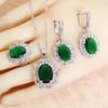 Green Zircon   Jewelry Sets Bridal Earrings For Women Ring Pendant Necklace Set Wedding Jewelry