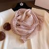 Solid Color Cotton Linen Scarf Retro Silk Scarf Literary Flaxen Lace Scarf  for Women