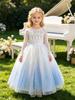 Elsa-Style Embroidered Beaded Girls' Ice Queen Dress: Birthday and Piano Performance Gown