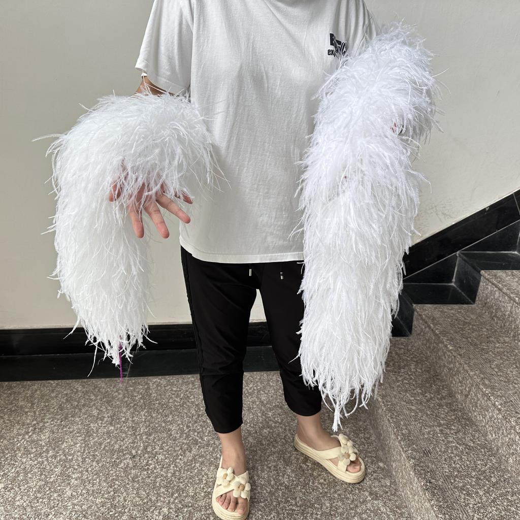 DIY 10-lagige weiße extra volle Straußenfederboa für Accessoires und Modedesign Cosplay Halloween-Kostüm Burlesque Tanz & Bühne