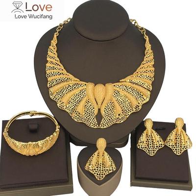 Set de bijuterii Dubai Bijuterii din aur brazilian Bijuterii din aur italian de 18 K Set mare Fhk13275