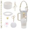 7 Pcs For Stanley Cup Accessory Set Includes 1 Water Bottle Handle Strap, 1 Cup Cover, 1 Fixed Cup Cover, 1Straw Cover, 3 Charms