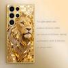 Golden Lion Pattern Electroplated Glass Phone Case Suitable for Samsung GalaxyS26 S25 S24 S23 S22 S21 S20FE/Ultra/Plus Anti Fall