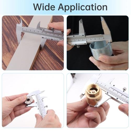 Smgda Vernier Caliper Set, 150mm, 0.05mm, Carbon Steel, for Inner/Outer Diameter/Depth/Step Measurements, Multi-Function Caliper with Soft Cleaning Ca