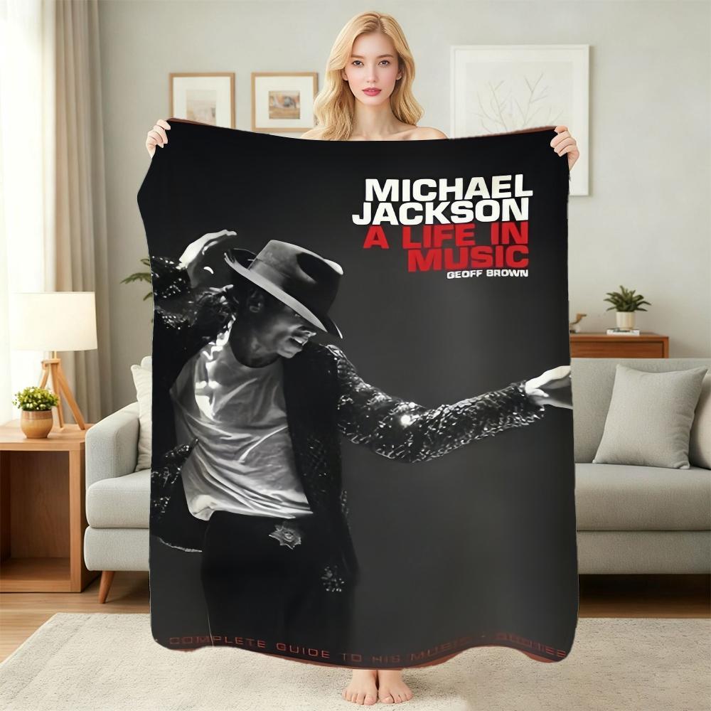 Michael Jackson Pop Theme Printed Blanket Warm Comfortable Fleece Blanket For Camping Travel Home Decor Holiday Gift