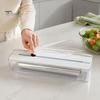 Clear Food Wrap Storage Box Aluminum Foil Dispenser, Adjustable Modular Sliding Cut Kitchen Organizer, Non-slip Base Organizer for Drawer Large
