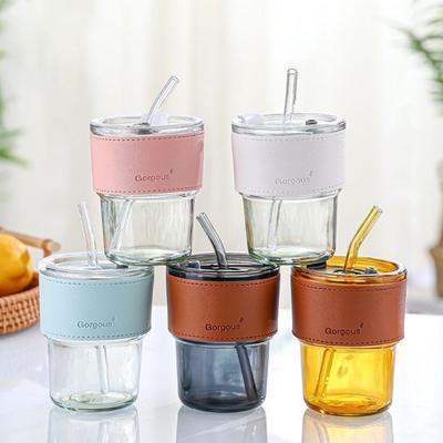 Coffee Mug With Cover Double Wall Glass Cups Mugs Coffee Silicone Straw Mug Souvenir Personalized Drinkware Bottles