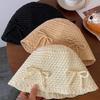 Bow bucket hat women's new spring and summer breathable sunscreen bucket hat show face small hat