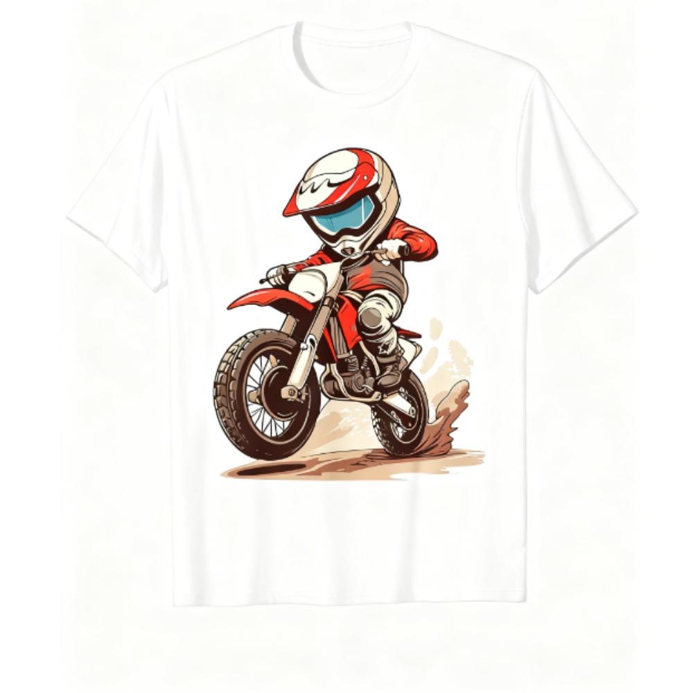 Boys Fashion Trends Bottom Shirts Boys Girls Muddy Track Motorcycle T-shirts See-through Casual Comfortable Boys Girls Best Gift