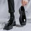 Men's Chunky Platform Derby Boots Autumn British Style PU Leather Square Toe Comfort Cushioned Sole Casual Daily Walking Shoes
