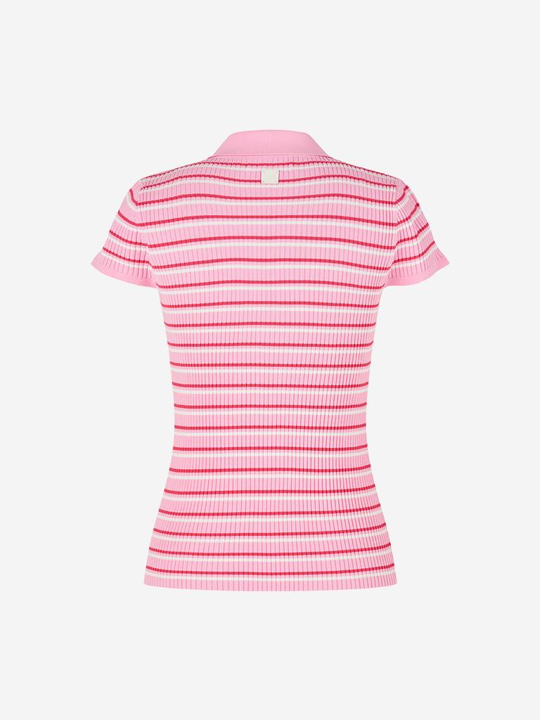 LORDLOAR Striped Slim Collar Knit Pink