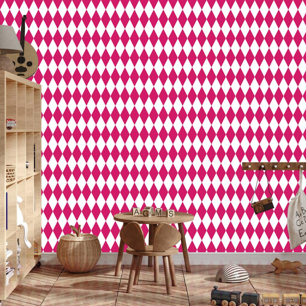 Harlequin Diamonds Wallpaper Purple and White for Living Room and Bedroom 50x1000