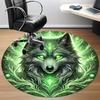 1 Stück Wolfsgeist Stuhlteppich für das Büro, Runder rutschfester langlebiger großer Büroteppich, Geeignet für das Büro, Schöne Dekoration