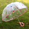 Przeciwzgnieciony Ręczny Kolor Różowe Kropki Krawędź Kreskówka Dziecięcy Parasol Dziewczynka Przezroczysty Parasol Miękki Uroczy Odporny na Wiatr Parasol z Długą Rączką