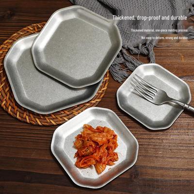 Retro Distressed Stainless Steel Snack, Dessert & Fruit Plate (Japanese Style)