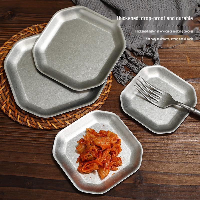 Retro Distressed Stainless Steel Snack, Dessert & Fruit Plate (Japanese Style)