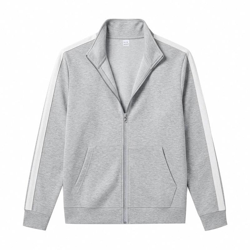 Mens Loose Fit Zip Up Stand Collar Sport Jacket