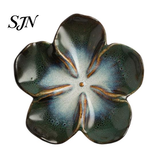 Unique Kiln Change Tableware Cherry Blossom Sauce Dish, Ceramic Sushi Soy Dipping Bowl, Small Appetizer Plates Decorative Seasoning Serving