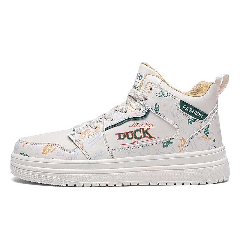 Fashion Blue Cartoon Skateboard Shoes Men Kids High Top Skate Sneakers Men Casual Platform Leather Trainer Anime Sneakers Male