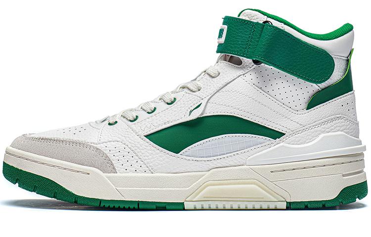 Li Ning RSR 101 Высокие Винтажные Баскетбольные Кроссовки Мужские Бело-Зеленые ABCS085-3 41.5