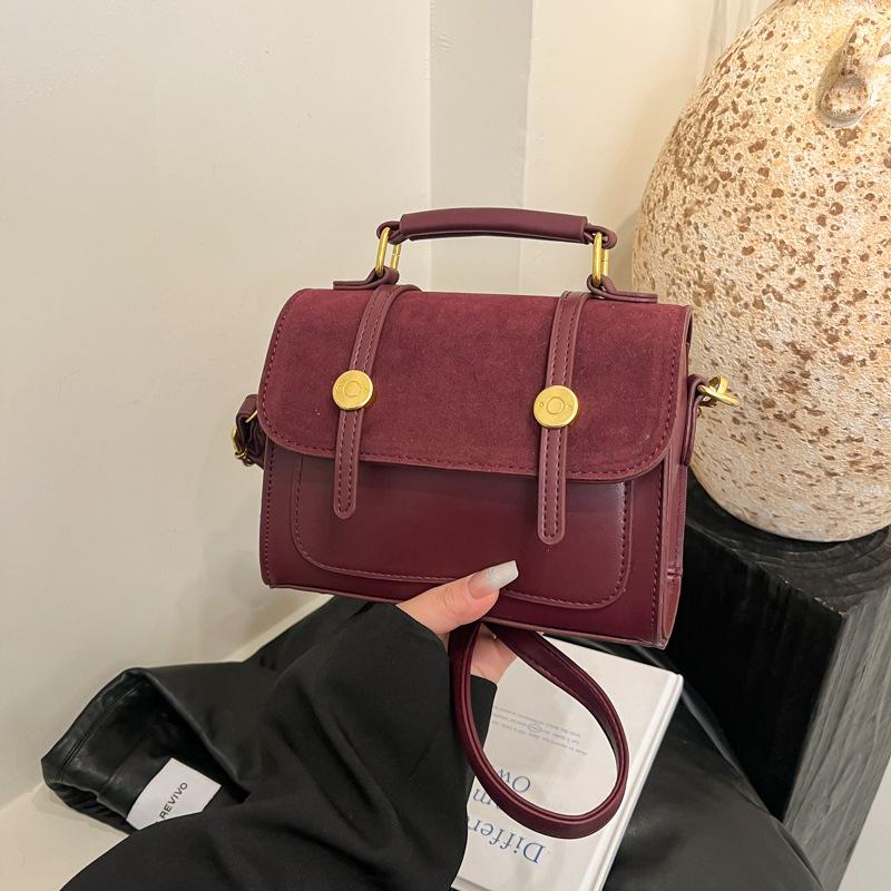 

Retro hand carry small square bag women s new high-end casual shoulder messenger bag versatile commuter bag бордовый