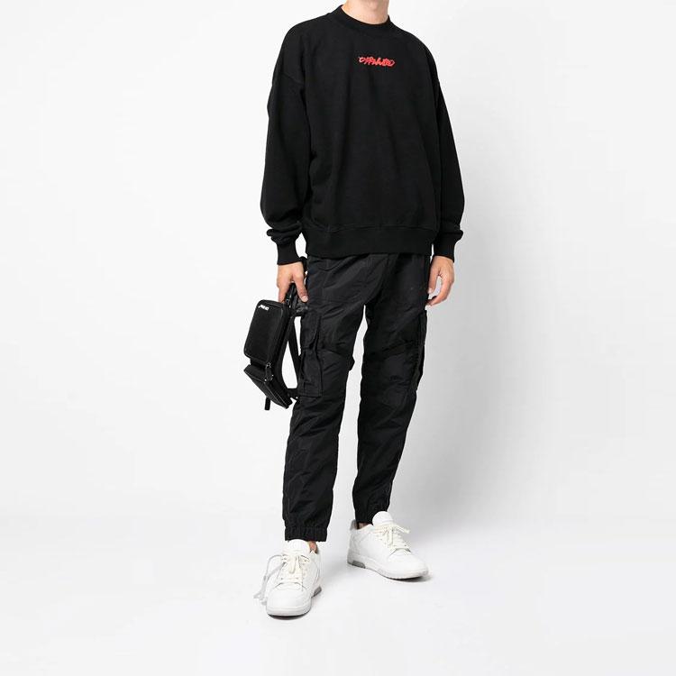 Off-White Arrow On Canvas Skate Crewneck Black/Multicolor Men Tops OMBA054F21FLE0091084