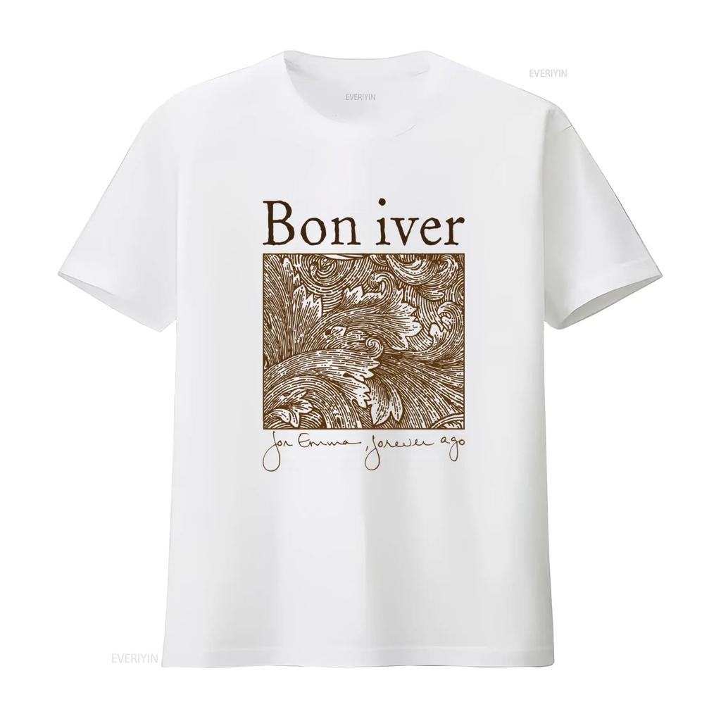 Camiseta Estampada Bon Iver Band for Emma Forever Ago Album Art Inspirada en la Música vintage Lavada Elástica