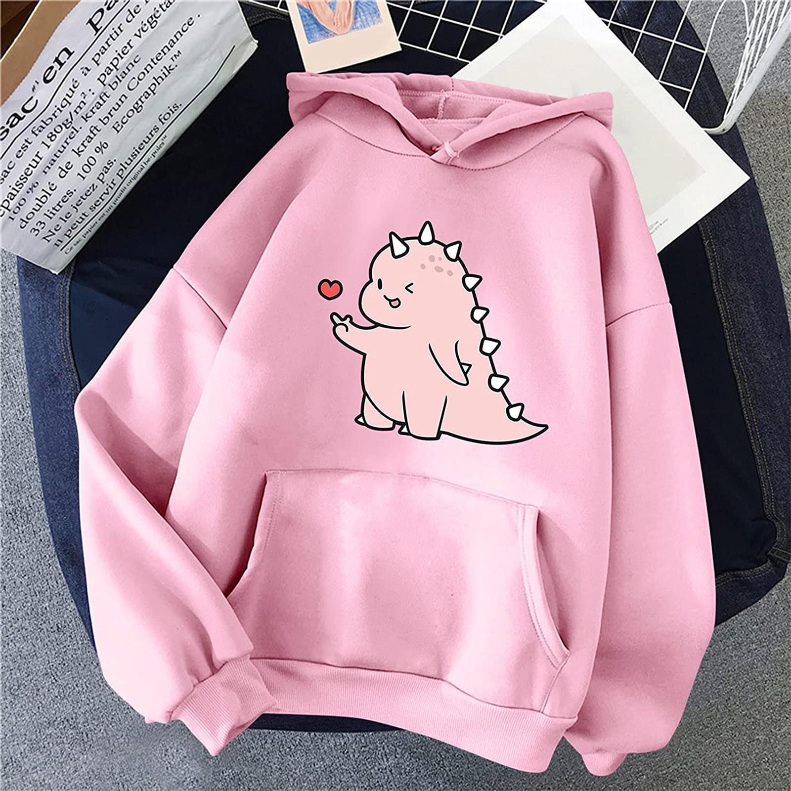 

Women s Fashion Casual Fun Print Hooded Sweatshirt Loose Sports Tops Pullover XXL рожевий
