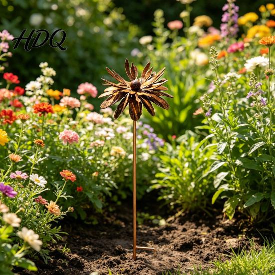 Artistic Outdoor Stake Vintage Rusty Cornflower Ground Stake 24 Inch Metal Wire Art Rustic Garden Decoration Decor Sculptures for Lawns Yard