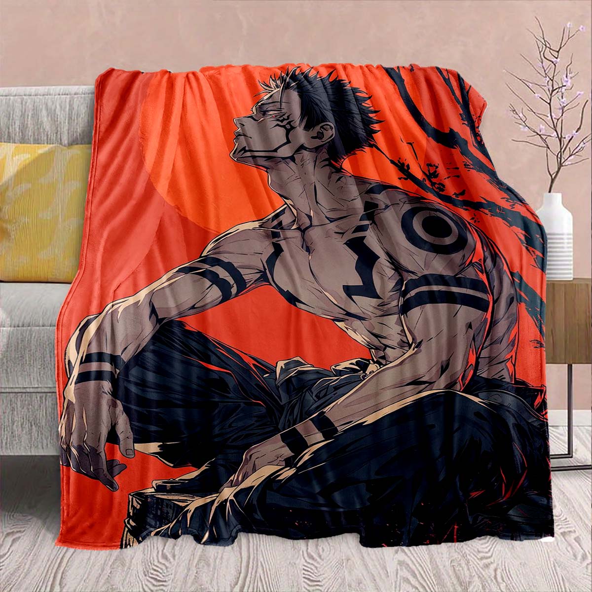 

Jujutsu Kaisen Flannel Sofa Blanket Warm Soft Cozy Throw Lightweight Plush Bed Home Decor 75x90cm