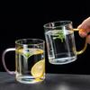 Home six-color water cup holder set, transparent high borosilicate heat-resistant glass, fireplace making tea water cup