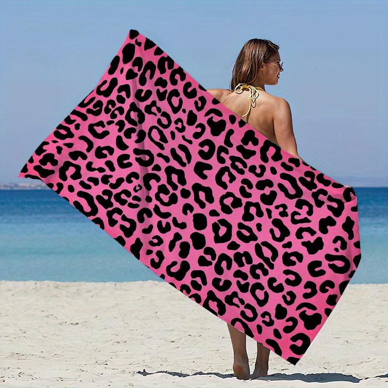 

Pink Leopard Print Ultra Soft Microfiber Towel, Quick Dry Vibrant for Summer Bath Pool W30*H60(CM)