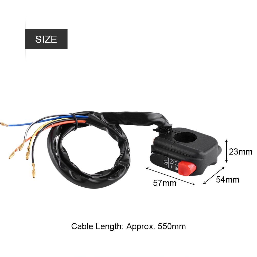 Keenso Handlebar Control Switch, Handlebar Mount Switch, Bike Electrical Switch, 22mm 7/8 Waterproof with Ignition Control, ON/OFF Control Switch