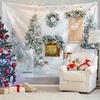 1pc Christmas Tapestry, Christmas Tree Fireplace Snow Background Cloth, Christmas Party Photography Background Wall Cloth
