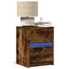 VidaXL Bedside Cabinet and LED Lights Smoked Oak Engineered Wood 852041