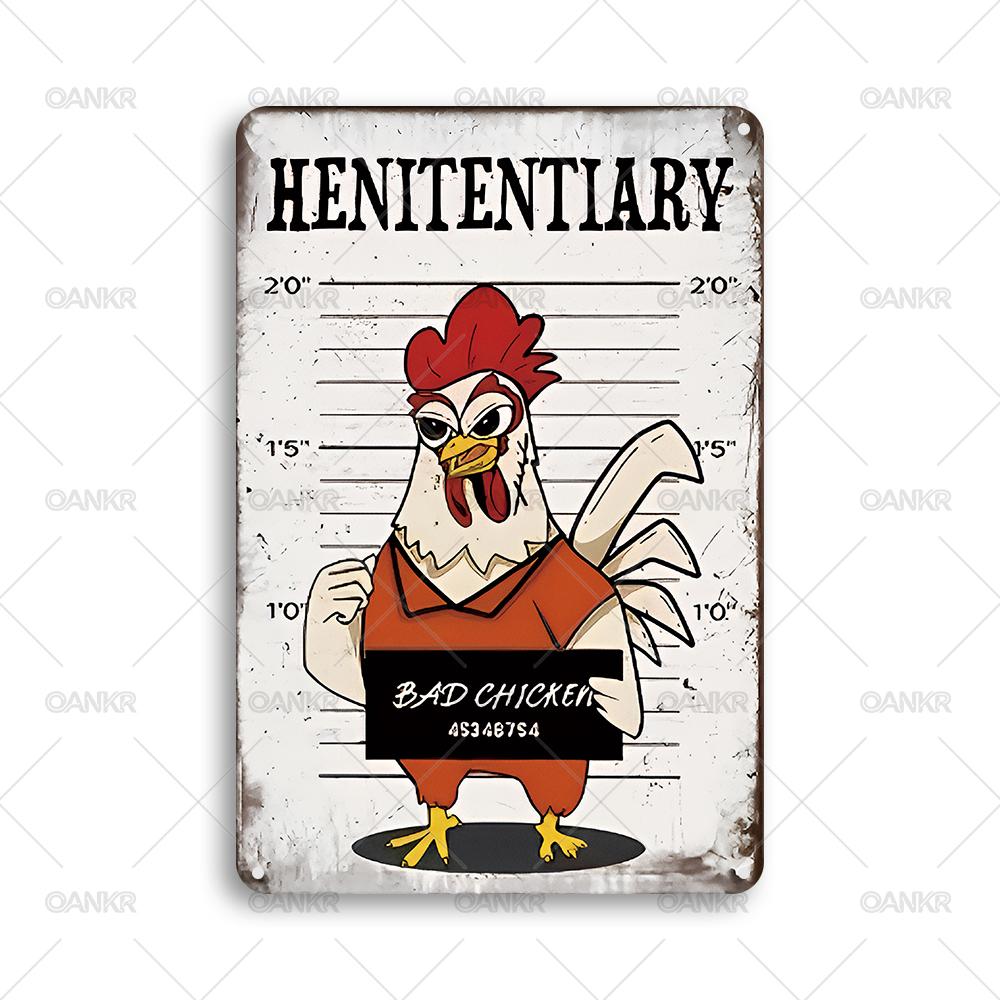 

Vintage Metal Tin Sign Ideal Gift x Inch Funny Bad Chicken Metal Signs for Garage Farm Bar Garden Home Wall Decor Plaque 20x30cm（7.8x11.8inch）
