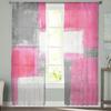 Oil Painting Abstract Texture Pink Bedroom Transparent Sheer Curtains Holiday Decoration Window Voile Tulle Curtain
