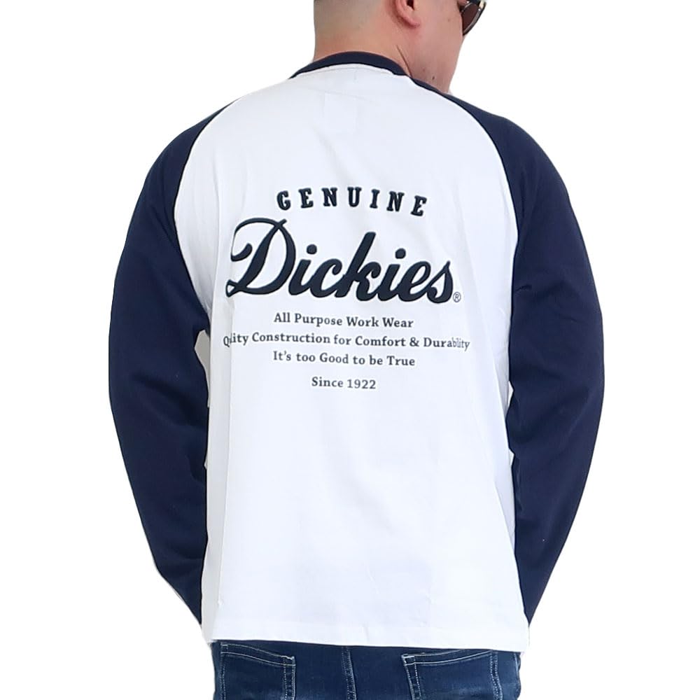 

Men s Plus Size Dickies T-Shirt, Long Sleeve, Sleeve Logo, Raglan, 100% Cotton, Sizes 3L, 4L, and 5L, 10001800 (JP, Alphabet, Size 3L, White x Navy)