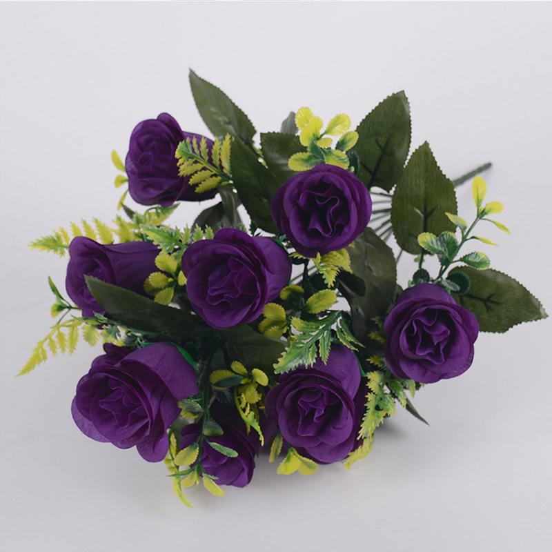 43cm Rose Silk Bouquet Rose Artificial Flowers 12 Heads Bridal Wedding Home Party Decoration Fake Flowers Artificial Flowers