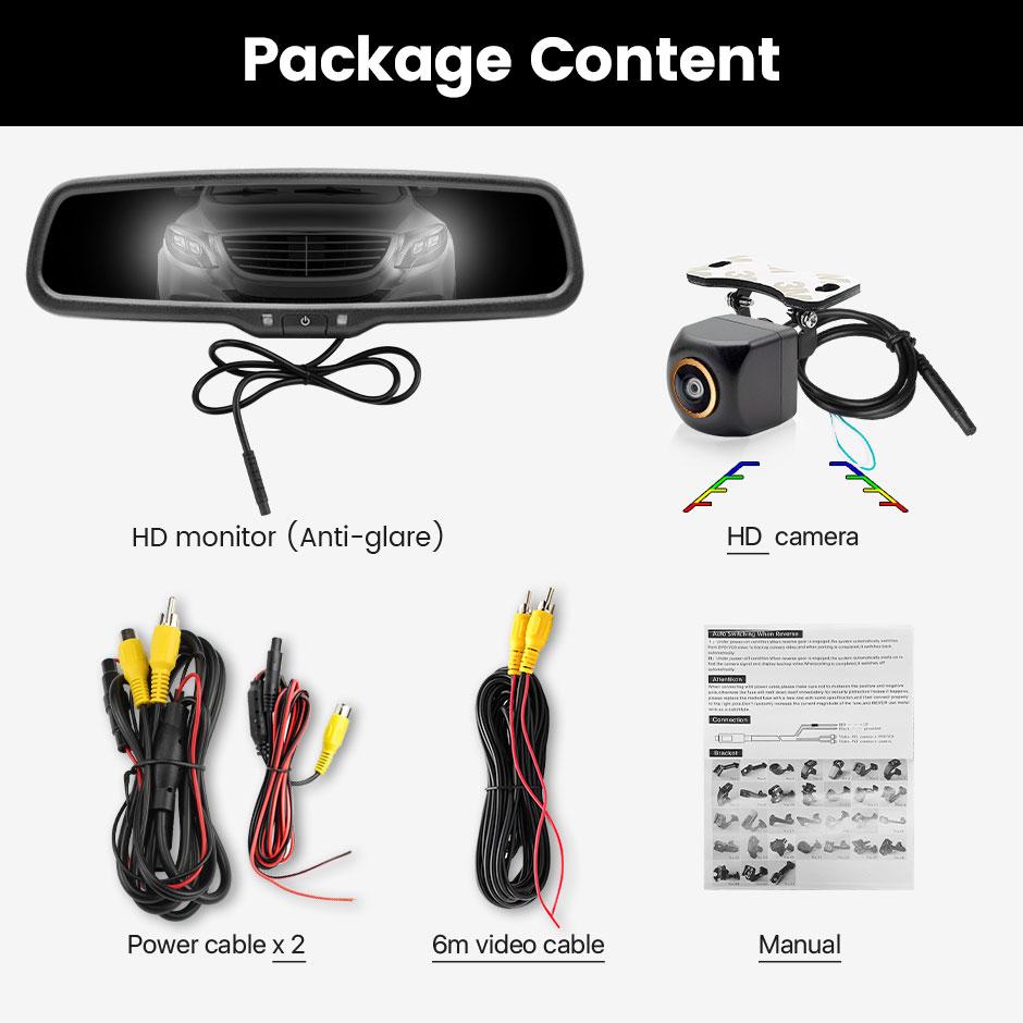 Greenyi Original Bracket HD 4.3" 800x480P Auto Dimming Electronic Anti Glare Car Rearview Mirror Monitor With Rear View Camera